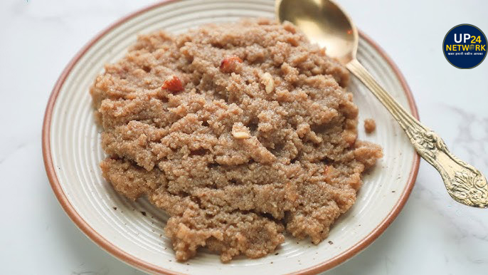 Plate of khaskhas halwa dessert