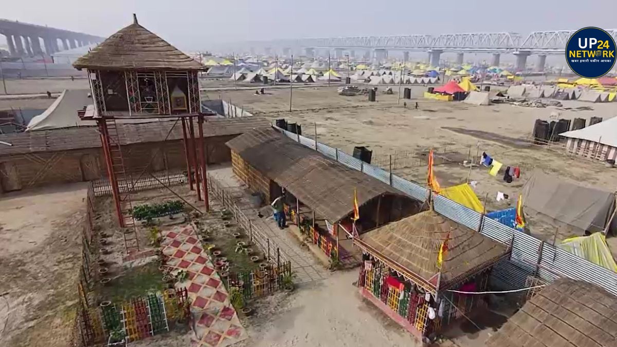 संगम की रेती पर देवरहा बाबा शिष्य का अद्भुत पंडाल