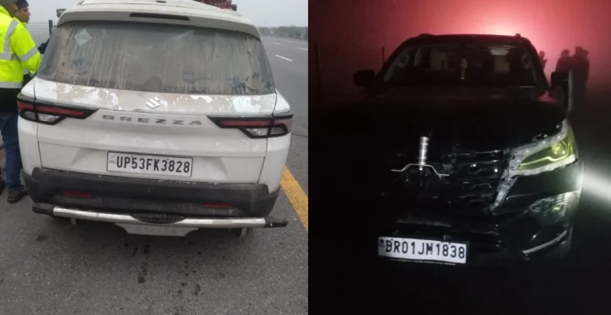 आगरा-लखनऊ एक्सप्रेसवे पर कैबिनेट मंत्री नंद गोपाल नंदी के बेटे-बहू की मर्सिडीज का भीषण हादसा, दोनों घायल 5 आगरा-लखनऊ एक्सप्रेसवे पर हादसे के बाद क्षतिग्रस्त मर्सिडीज कार