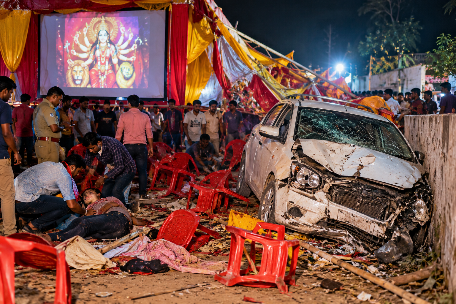 बलरामपुर सड़क हादसा, बलरामपुर दुर्घटना समाचार, बलरामपुर में कार हादसा, बेलहा गांव हादसा, चरनगहिया सड़क दुर्घटना, बलरामपुर दुर्गा पंडाल हादसा, दुर्गा मंदिर के पास दुर्घटना, नवरात्रि में सड़क हादसा, बेकाबू कार से तीन की मौत, बलरामपुर में चार घायल, उत्तर प्रदेश सड़क दुर्घटना, यूपी क्राइम न्यूज, बलरामपुर पुलिस, सीओ अभिषेक सिंह, फोर्ड कार हादसा, बलरामपुर ताजा खबर, बलरामपुर हिंदी समाचार, उत्तर प्रदेश लेटेस्ट न्यूज, सड़क हादसे की खबर, नवरात्रि हादसा अपडेट,Balrampur road accident, Balrampur accident news, Balrampur Uttar Pradesh news, Belha village accident, Charangahiya village accident, Durga pandal accident, car crashes into religious gathering, three dead four injured, speeding car accident UP, Balrampur police news, Uttar Pradesh road accident, Durga temple accident, Navratri accident news, Ford car accident Balrampur, UP crime news, Balrampur latest news, UP breaking news, Balrampur accident update, Circle Officer Abhishek Singh,बलरामपुर सड़क हादसा, बलरामपुर दुर्गा मंदिर के पास दुर्घटना, बेलहा गांव में कार हादसा, नवरात्रि धार्मिक कार्यक्रम के दौरान दुर्घटना, दुर्घटनाग्रस्त फोर्ड कार, बलरामपुर पुलिस जांच, उत्तर प्रदेश सड़क दुर्घटना समाचार,Balrampur road accident scene, Durga temple accident in Balrampur, Belha village car crash, Navratri gathering accident Uttar Pradesh, Ford car accident Balrampur, Balrampur police investigation, Uttar Pradesh accident news,#Balrampur, #BalrampurNews, #UPNews, #UttarPradesh, #RoadAccident, #BreakingNews, #DurgaPandal, #Navratri, #बलरामपुर, #बलरामपुर_न्यूज, #उत्तरप्रदेश, #सड़क_हादसा, #दुर्गा_पंडाल, #नवरात्रि, #तीन_की_मौत, #यूपी_न्यूज,